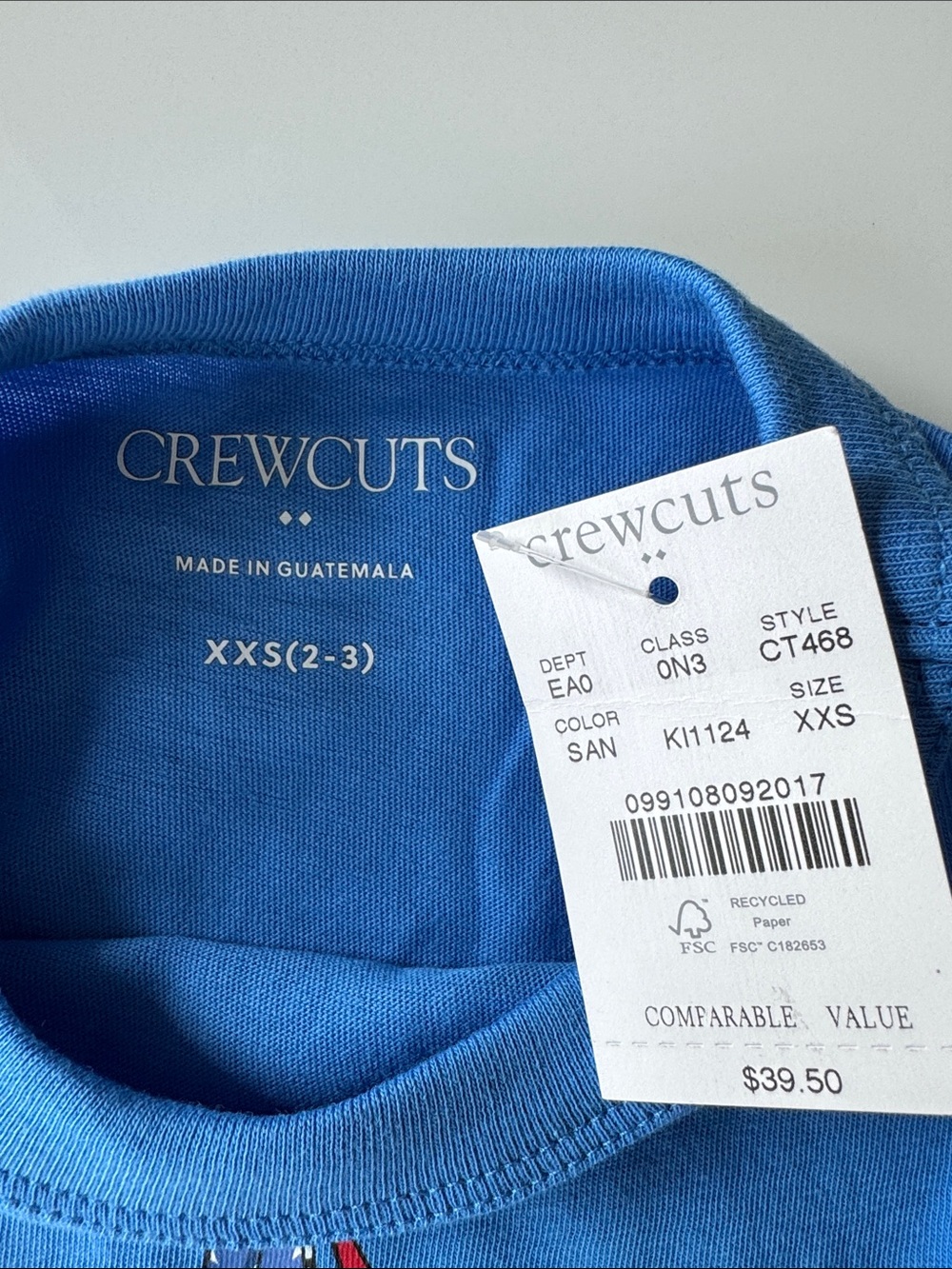 NWT! Crewcuts Bright Blue Tee with Patriotic Sailboat 2-3 y/o - Picture 2 of 4